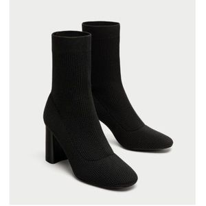 Zara Black Fabric sock boots